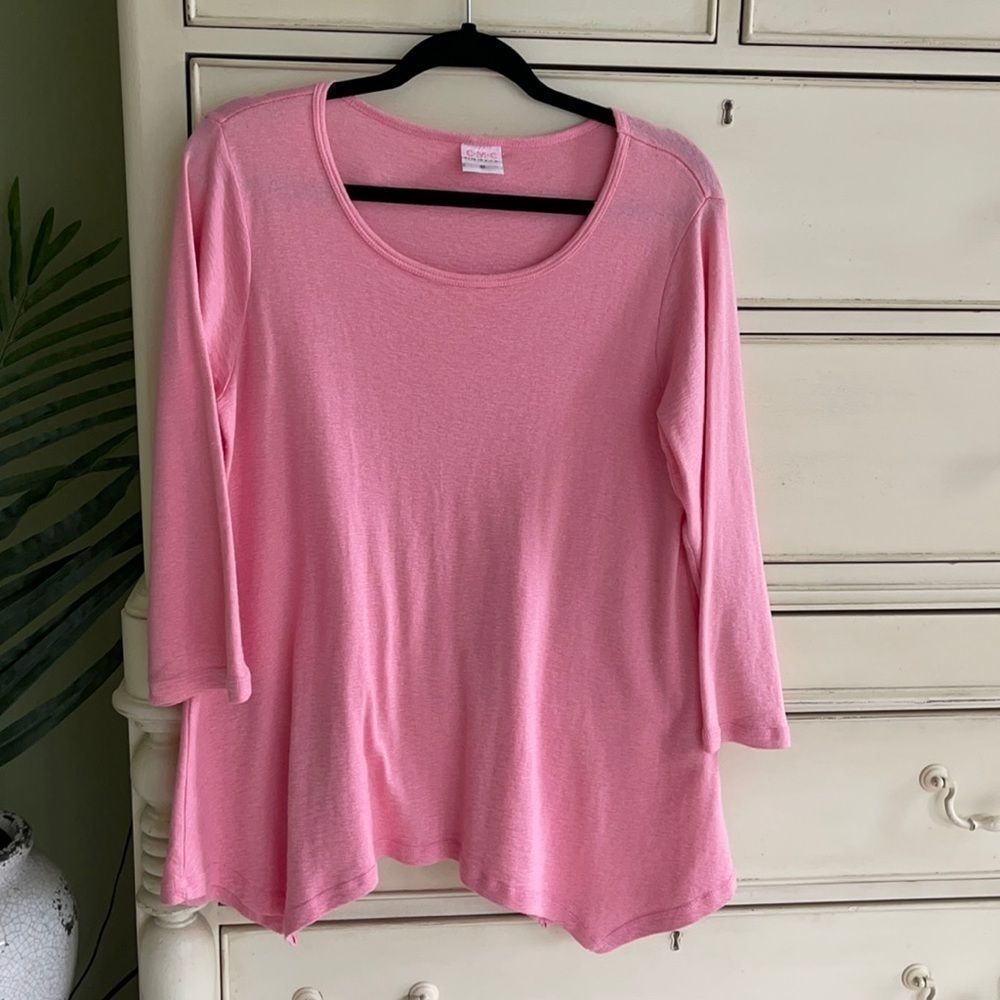 CMC Pink Tunic scoop top shark bite hem Size M